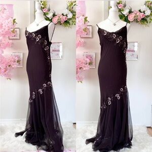 Y2k mesh vintage beaded formal dress